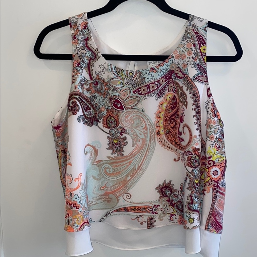 Bisou Bisou Tiered Sleeveless Top Paisley Small